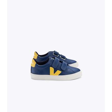 Zapatillas Veja ESPLAR LEATHER Niños Navy/Yellow | España 813YXF
